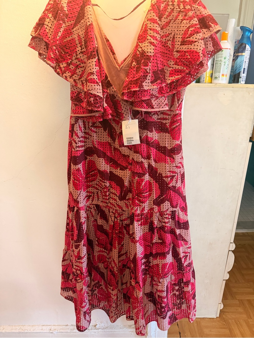 Floral Red Ruffle Maxi Dress - Picture 6 of 10